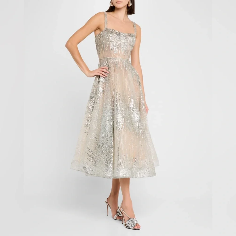 NWOT BRONX AND BANCO MADEMOISELLE SILVER MIDI DRESS - Picture 6 of 17